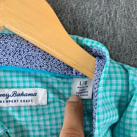 Tommy Bahama The Newport Coast Shirt Mens Large Gingham Flip Cuff Button‎ Up